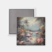 schöne Vintage botanische Gemälde Flamingos Magnet (Vorderseite/Rückseite)