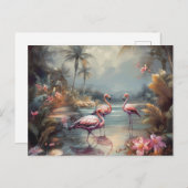 schöne Vintage botanische Gemälde Flamingos Postkarte (Vorne/Hinten)