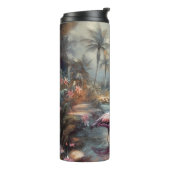 schöne Vintage botanische Gemälde Flamingos Thermosbecher (Nach links gedreht)