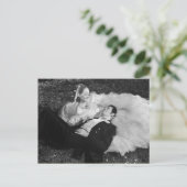 Schöne Vintage Bridge und Groom Postkarte (Stehend Vorderseite)