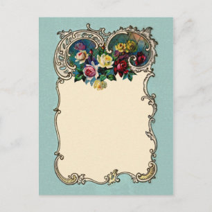 Schöne vintage-chicke Blank-Rosen-Randgestaltung Postkarte