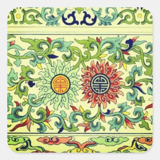 Schöne Vintage chinesische Langlebigkeitsaufkleber Quadratischer Aufkleber (Vorderseite)