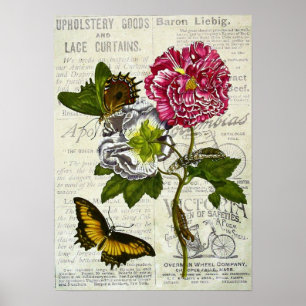 Schöne Vintage-Collage Leinwand Poster