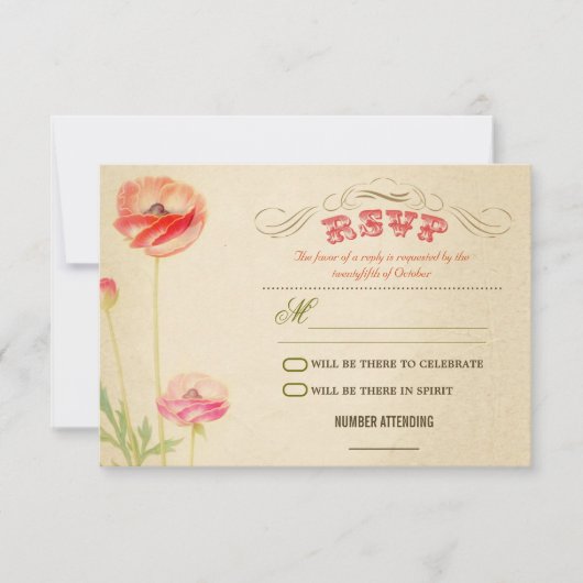 schöne Vintage Design Hochzeit rsvp Karte (Vorderseite)