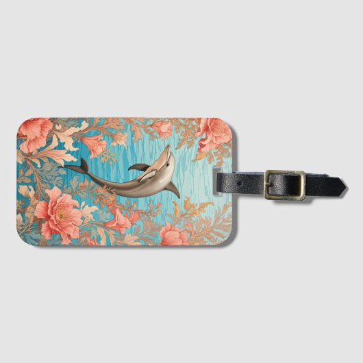 Schöne Vintage Dolphin Gepäckanhänger (Vorderseite (Horizontal))