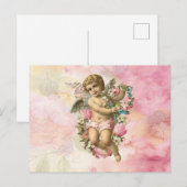 Schöne Vintage-Engel mit Blumen Postkarte (Vorne/Hinten)