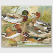 Schöne Vintage Enten am Teich Geschenkpapier (Flach)
