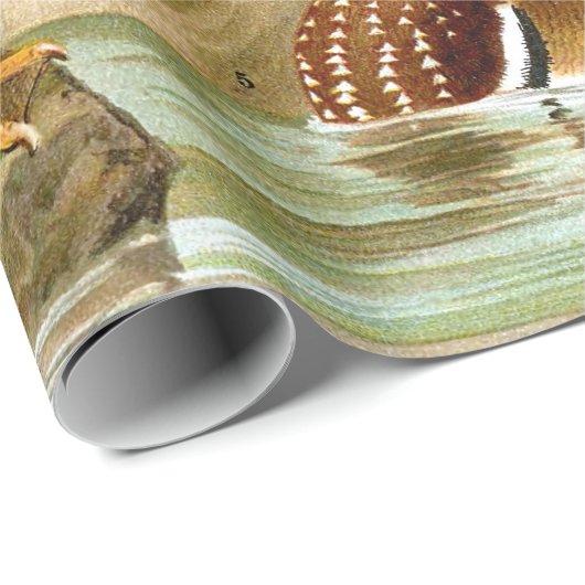 Schöne Vintage Enten am Teich Geschenkpapier (Rolleneckpunkt)