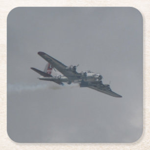 Schöne Vintage-Flugzeug-Untersetzer aus Kriegszeit Rechteckiger Pappuntersetzer