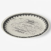 Schöne Vintage französische Kalligraphie auf Beige Pappteller (Schrägansicht)