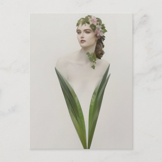 Schöne Vintage-Frau-Blumen-Postkarte Postkarte (Vorderseite)