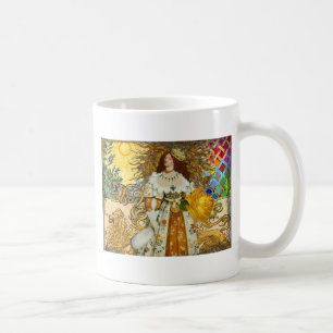 Schöne Vintage Frau Golden Sun Kaffeetasse