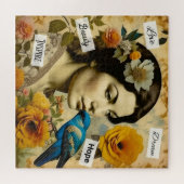 Schöne Vintage Frau mit Bluebird Puzzle (Horizontal)