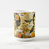 Schöne Vintage Frau mit Vögeln und Blume Kaffeetasse (Mittel)