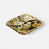 Schöne Vintage Frau mit Vögeln und Blume Pappteller (Gewinkelt)
