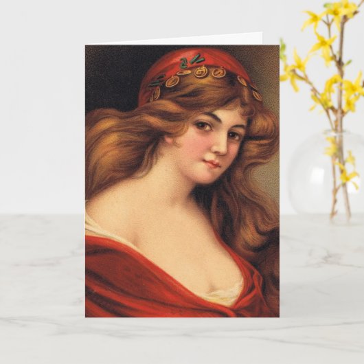 Schöne Vintage Frau, Muttertag Karte (Gelbe Blume)