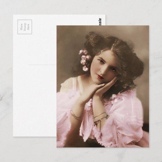 Schöne Vintage Frau Postkarte (Vorne/Hinten)