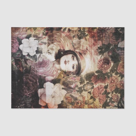 Schöne Vintage Frauen-Blume abstrakt Seidenpapier (Vorderseite)