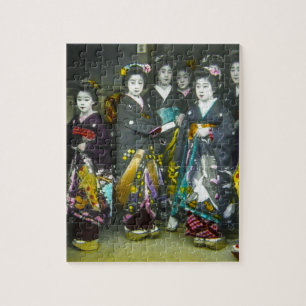 Schöne Vintage-Geisha-Japan-Magische Laternen-Dia Puzzle
