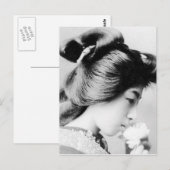 Schöne Vintage Geisha riecht eine Blume Japan Postkarte (Vorne/Hinten)