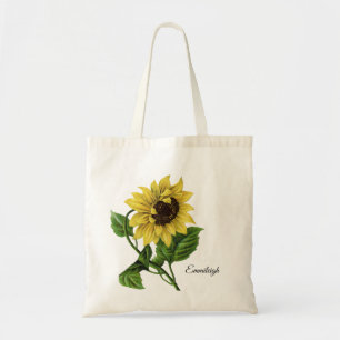 Schöne Vintage-Gelb-Braune Sonnenblume Tragetasche