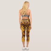 Schöne Vintage gelbe Blumen Capri Leggings (Rückseite)