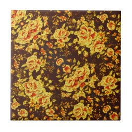 Schöne Vintage gelbe Blumen Fliese