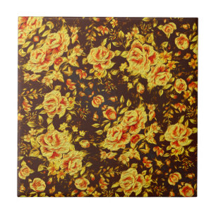 Schöne Vintage gelbe Blumen Fliese