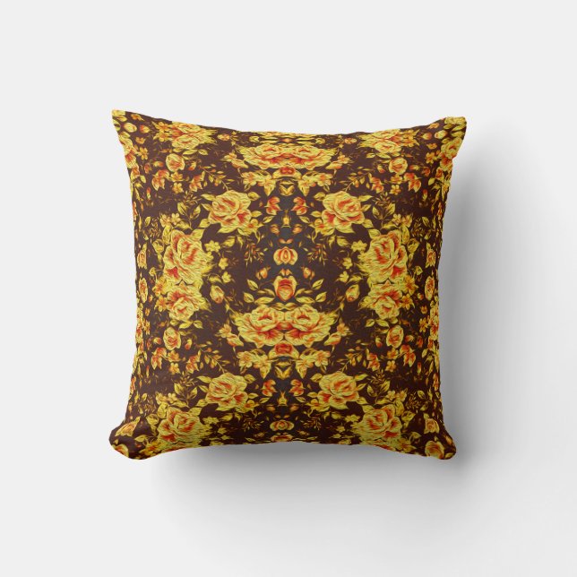 Schöne Vintage gelbe Blumen Kissen (Vorderseite)