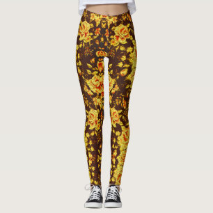 Schöne vintage-gelbe Blumen Leggings