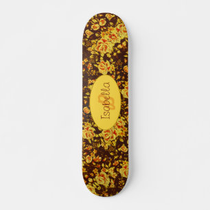 Schöne Vintage gelbe Blumen Monogram Skateboard