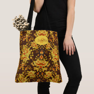Schöne Vintage gelbe Blumen Monogram Tasche