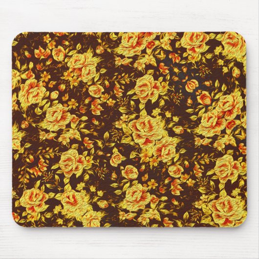 Schöne Vintage gelbe Blumen Mousepad (Vorne)
