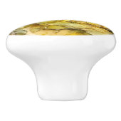 Schöne Vintage Gelbrosen Keramikknauf (Seitenansicht)