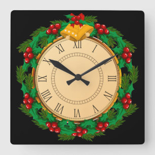 Schöne Vintage-Gesicht römische Zahl Weihnachten Quadratische Wanduhr