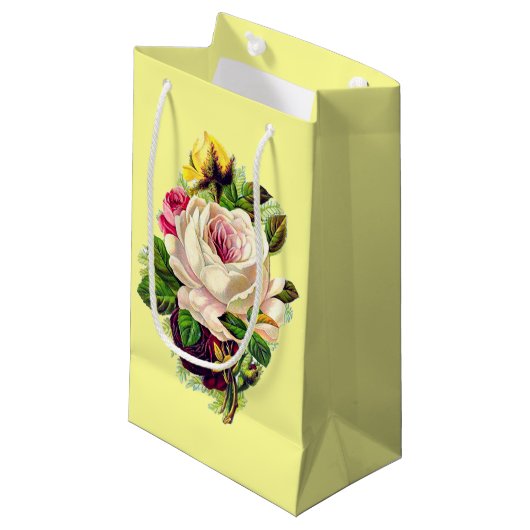 Schöne Vintage Girly Blumenkunst Kleine Geschenktüte (Vorderseite Schrägansicht)