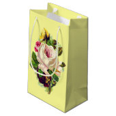 Schöne Vintage Girly Blumenkunst Kleine Geschenktüte (Rückseite Schrägansicht)