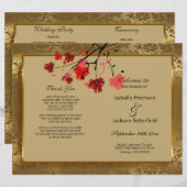 Schöne Vintage-Gold-Damaskus-Hochzeitsprogramm (Vorne/Hinten)