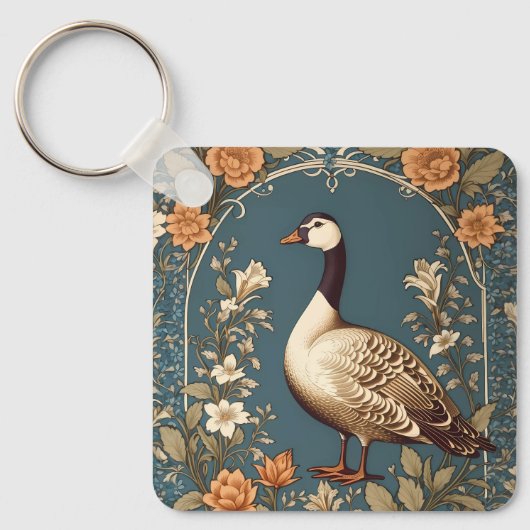 Schöne Vintage Goose William Morris Inspiriert Schlüsselanhänger (Vorderseite)