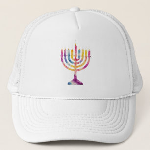 Schöne Vintage-Hanukkah-Menora Frohes Chanukka Truckerkappe