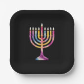 Schöne Vintage Hanukkah Menorah Happy Hanukkah Pappteller (Vorderseite)