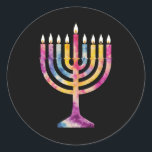 Schöne Vintage Hanukkah Menorah Happy Hanukkah Runder Aufkleber<br><div class="desc">Schöne Vintage Hanukkah Menorah Happy Hanukkah</div>