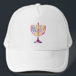 Schöne Vintage Hanukkah Menorah Happy Hanukkah Truckerkappe<br><div class="desc">Schöne Vintage Hanukkah Menorah Happy Hanukkah</div>