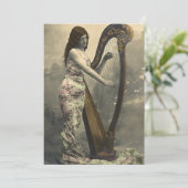 Schöne Vintage Harpistereinladungen Einladung (Stehend Vorderseite)