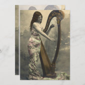 Schöne Vintage Harpistereinladungen Einladung (Vorne/Hinten)