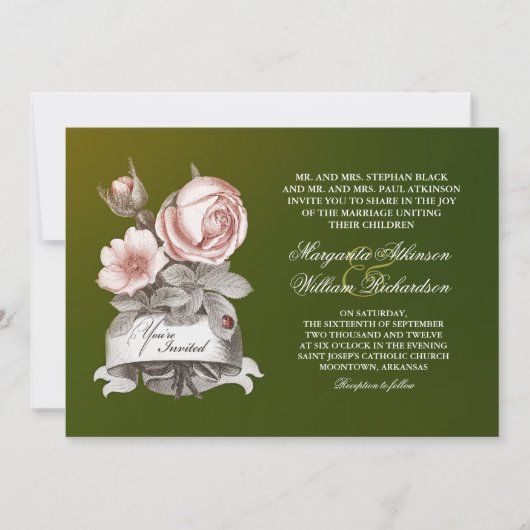 schöne Vintage Hochzeitsfeier Einladung (Vorderseite)