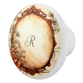 Schöne Vintage Holzrahmen mit Blume Keramikknauf (Rechts)