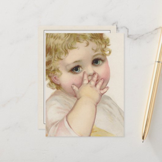 Schöne Vintage Illustration des Babys Postkarte (Vorderseite/Rückseite Beispiel)