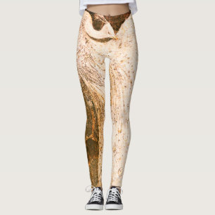 Schöne Vintage-Illustration eines weißen Pfaus Leggings