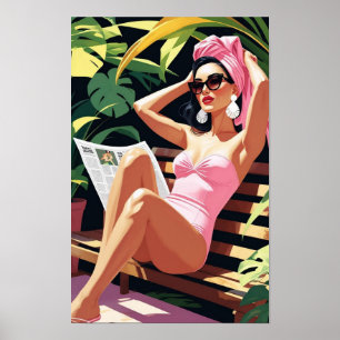 Schöne, vintage-inspirierte Frau Poster